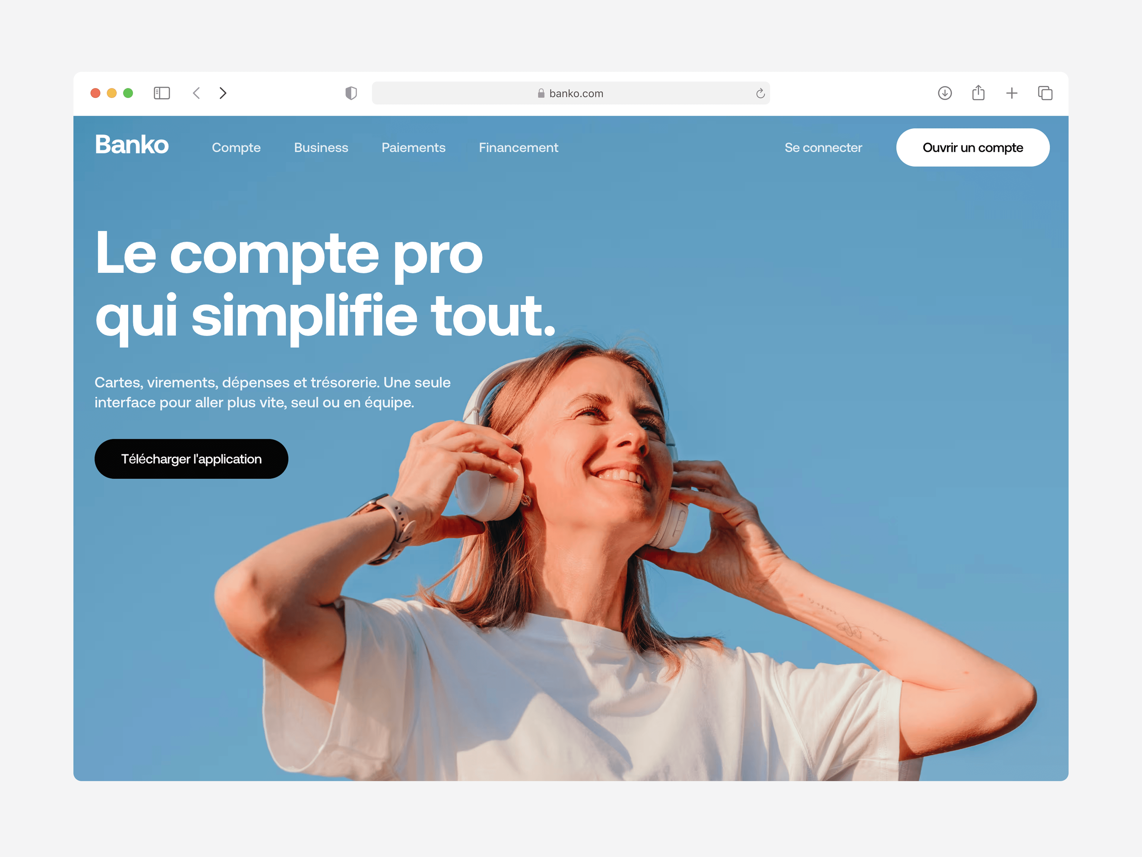 Banko platform homepage — full-width header, hero, and main navigation on banko.com.